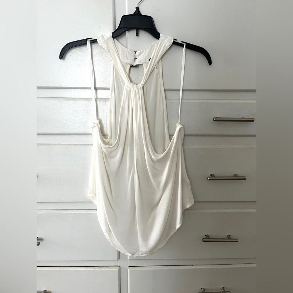 Free People Cream Twisted Racerback Draped Tank